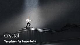  Presentation with uncertainty - Beautiful presentation theme featuring man-walks-on-an-abstract backdrop and a dark gray colored foreground