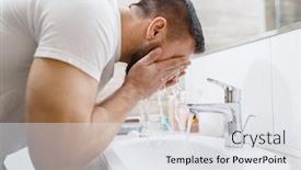  Presentation with bathroom - Slide set enhanced with man-washes-his-face background and a white colored foreground