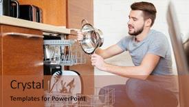  Presentation with jesus washing - Audience pleasing PPT layouts consisting of man washing dishes using dishwash backdrop and a red colored foreground