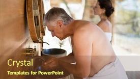  Presentation with safari - Presentation theme enhanced with man-washing-face-from-water background and a tawny brown colored foreground