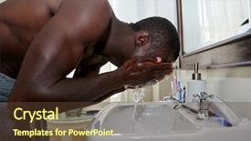  Presentation with bathroom - Audience pleasing presentation theme consisting of man washing face in basin backdrop and a tawny brown colored foreground