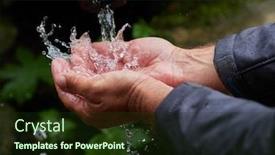  Presentation with spring water - Cool new PPT theme with man washing hands in fresh cold potable water of mountain spring backdrop and a tawny brown colored foreground