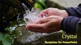  Presentation with mountain water - Cool new PPT theme with man-washing-hands-in-fresh backdrop and a wine colored foreground