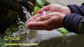  Presentation with spring water - Slide deck featuring man-washing-hands-in-fresh background and a tawny brown colored foreground