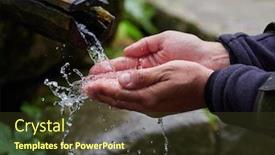  Presentation with cold water - Slide deck having man-washing-hands-in-fresh background and a tawny brown colored foreground