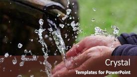  Presentation with mountain water - Audience pleasing PPT theme consisting of man-washing-hands-in-fresh backdrop and a tawny brown colored foreground