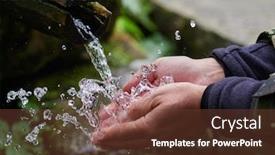 Presentation with spring water - Slide set featuring man-washing-hands-in-fresh background and a tawny brown colored foreground