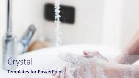  Presentation with corona virus - Colorful slide deck enhanced with man-washing-hands-rubbing backdrop and a sky blue colored foreground