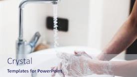  Presentation with corona virus - Presentation theme having man-washing-hands-rubbing background and a sky blue colored foreground