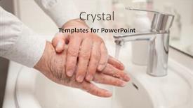  Presentation with hand soap - Presentation design enhanced with man-washing-hands-with-soap background and a lemonade colored foreground