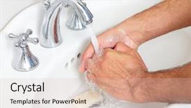  Presentation with liquid soap hand wash - Beautiful presentation theme featuring man washing hands with soap backdrop and a lemonade colored foreground