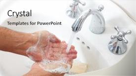  Presentation with soap - Cool new presentation theme with man washing hands with soap backdrop and a white colored foreground