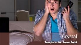  Presentation with television watching - Slides having man-watching-3d-television-late background and a violet colored foreground