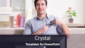  Presentation with home - Amazing slide set having man watching 3d tv at home backdrop and a tawny brown colored foreground