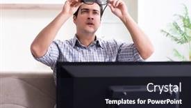  Presentation with home - Cool new slides with man-watching-3d-tv backdrop and a dark gray colored foreground
