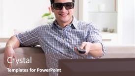  Presentation with home - Beautiful slides featuring man-watching-3d-tv backdrop and a violet colored foreground