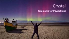  Presentation with aurora - Presentation theme consisting of man-watching-aurora-over background and a violet colored foreground