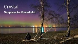  Presentation with aurora - PPT theme with man-watching-aurora-over background and a navy blue colored foreground