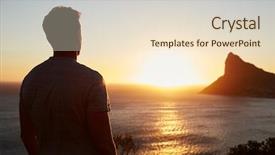  Presentation with silhouette of man worship - Presentation design consisting of man watching sun set background and a lemonade colored foreground