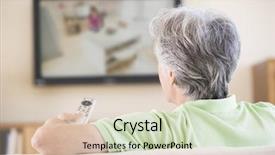  Presentation with man watching woman preparing vegetables - Slides consisting of man watching television using remote background and a lemonade colored foreground