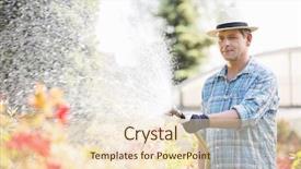  Presentation with plants and cancers - Presentation theme having man watering plants outside greenhouse background and a lemonade colored foreground