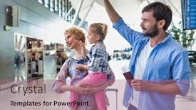  Presentation with passport - Colorful PPT layouts enhanced with man-waving-and-holding backdrop and a coral colored foreground