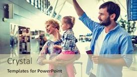  Presentation with passport - Amazing presentation design having man-waving-and-holding backdrop and a soft green colored foreground