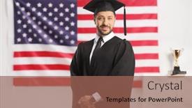  Presentation with pakistan and usa flag togetter - Slide deck consisting of man-wearing-a-graduate-gown background and a  colored foreground