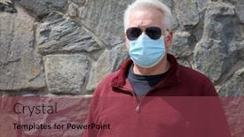  Presentation with spread - Cool new slides with man-wearing-a-paper-mask backdrop and a tawny brown colored foreground