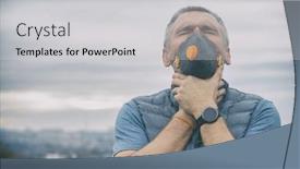  Presentation with air pollution - Audience pleasing slide set consisting of man-wearing-a-real-anti backdrop and a light gray colored foreground
