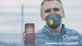  Presentation with air pollution - Slide set enhanced with man-wearing-a-real-anti background and a teal colored foreground