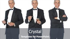  Presentation with four seasons in collage - Colorful slide deck enhanced with man wearing a tuxedo three backdrop and a dark gray colored foreground