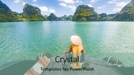  Presentation with vietnam - PPT theme with man wearing a vietnamese hat background and a seafoam green colored foreground