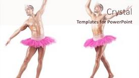  Presentation with ballet - Cool new slides with man wearing ballet tutu isolated on white backdrop and a sky blue colored foreground