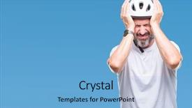  Presentation with cyclist - PPT layouts having man wearing bike safety helment background and a  colored foreground
