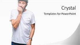  Presentation with triathlon professional cyclist man cycling - PPT layouts featuring man wearing bike safety helment background and a  colored foreground