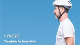  Presentation with cyclist - Presentation enhanced with man wearing bike safety helment background and a light blue colored foreground