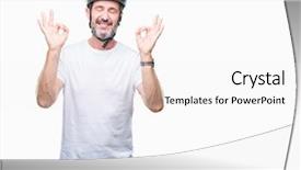  Presentation with triathlon professional cyclist man cycling - Presentation having man wearing bike safety helment background and a  colored foreground