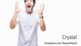  Presentation with cyclist - Amazing slide deck having man wearing bike safety helment backdrop and a  colored foreground