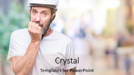  Presentation with cyclist - Presentation theme featuring man wearing bike safety helment background and a  colored foreground