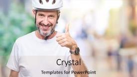  Presentation with cyclist - Cool new theme with man wearing bike safety helment backdrop and a  colored foreground