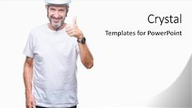  Presentation with cyclist - Audience pleasing slide deck consisting of man wearing bike safety helment backdrop and a white colored foreground