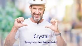  Presentation with cyclist - PPT theme having man wearing bike safety helment background and a sky blue colored foreground