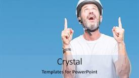  Presentation with cyclist - Presentation theme enhanced with man wearing bike safety helment background and a  colored foreground