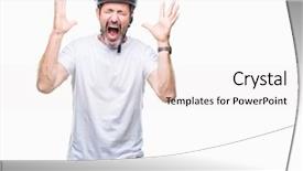  Presentation with cyclist - Audience pleasing presentation consisting of man wearing bike safety helment backdrop and a white colored foreground