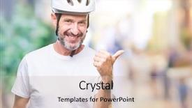  Presentation with cyclist - Cool new slides with man wearing bike safety helment backdrop and a  colored foreground