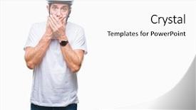  Presentation with triathlon professional cyclist man cycling - Cool new theme with man wearing bike safety helment backdrop and a  colored foreground