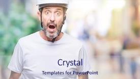  Presentation with triathlon professional cyclist man cycling - Slides featuring man wearing bike safety helment background and a sky blue colored foreground