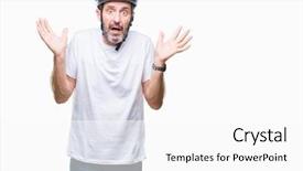  Presentation with cyclist - PPT theme enhanced with man wearing bike safety helment background and a  colored foreground