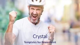  Presentation with triathlon professional cyclist man cycling - PPT theme having man wearing bike safety helment background and a sky blue colored foreground